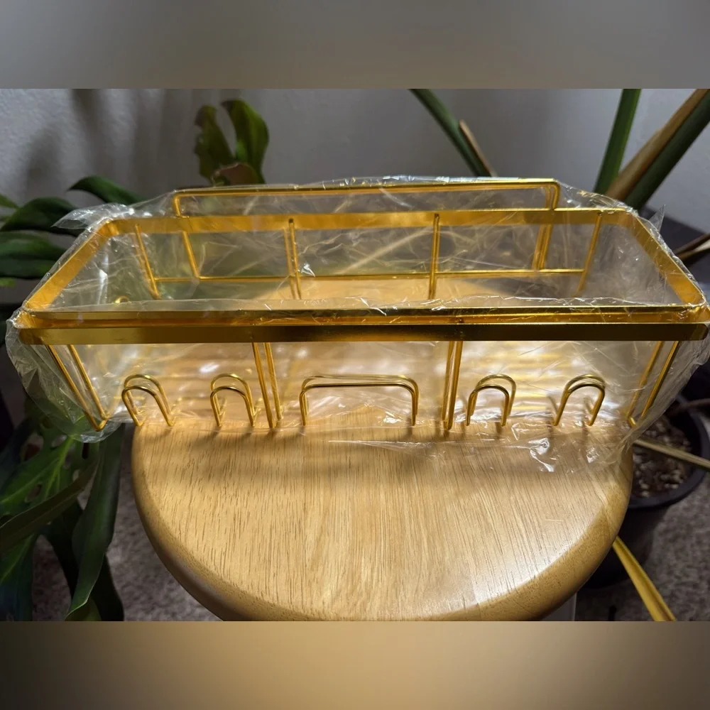 Gold Shower Caddy Set (6 pieces) with mounting adhesives. NWOB